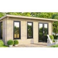 Power 18' x 10' Pent Log Cabin - Right Hand Doors