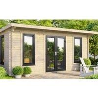 Power 18' x 12' Pent Log Cabin - Central Doors