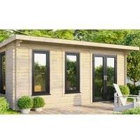 Power 18' x 12' Pent Log Cabin - Right Hand Doors