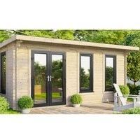 Power 18' x 12' Pent Log Cabin - Left Hand Doors