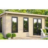 Power 18' x 14' Pent Log Cabin - Right Hand Doors