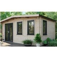 Power 10' x 16' Chalet Log Cabin- Left Side Double Door
