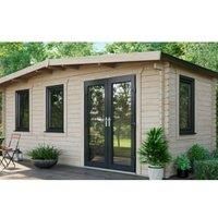 Power 8' x 18' Chalet Log Cabin - Right Side Double Door