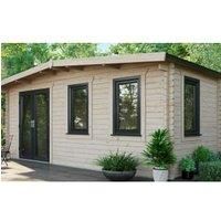 Power 8' x 18' Chalet Log Cabin- Left Side Double Door