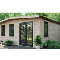 Power 16' x 18' Chalet Log Cabin - Right Side Double Door