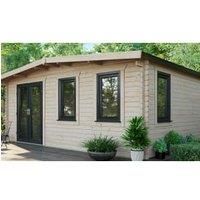 Power 16' x 18' Chalet Log Cabin- Left Side Double Door