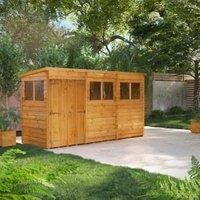 Power Sheds 12 x 4ft Double Door Pent Overlap Dip Treated Shed