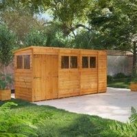 Power Sheds 14 x 4ft Double Door Pent Overlap Dip Treated Shed