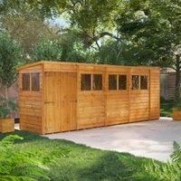 Power Sheds 18 x 4ft Double Door Pent Overlap Dip Treated Shed