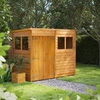 8X6 Power Overlap Pent Double Door Shed