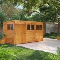 12X6 Power Overlap Pent Double Door Shed