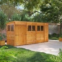 Power Sheds 14 x 6ft Double Door Pent Overlap Dip Treated Shed