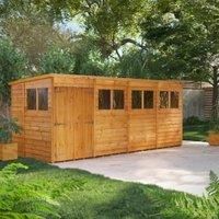 Power Sheds 16 x 6ft Double Door Pent Overlap Dip Treated Shed