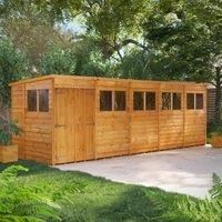 20X6 Power Overlap Pent Double Door Shed