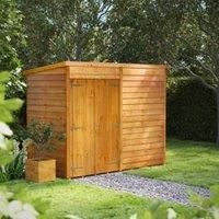 8X4 Power Overlap Pent Windowless Double Door Shed