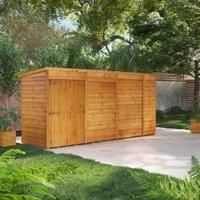 14X4 Power Overlap Pent Windowless Double Door Shed