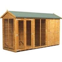 Power Sheds 12 x 4ft Apex Shiplap Dip Treated Summerhouse - Including 4ft Side Store
