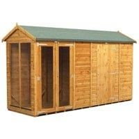 Power Sheds 12 x 4ft Apex Shiplap Dip Treated Summerhouse - Including 6ft Side Store