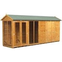 Power Sheds 16 x 4ft Apex Shiplap Dip Treated Summerhouse - Including 6ft Side Store