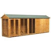 Power Sheds 20 x 4ft Apex Shiplap Dip Treated Summerhouse - Including 6ft Side Store