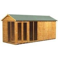 Power Sheds 16 x 6ft Apex Shiplap Dip Treated Summerhouse - Including 6ft Side Store