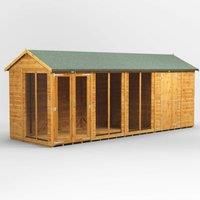 Power Sheds 18 x 6ft Apex Shiplap Dip Treated Summerhouse - Including 6ft Side Store