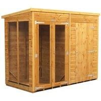 Power Sheds 8 x 4ft Pent Shiplap Dip Treated Summerhouse - Including 4ft Side Store