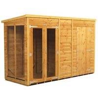 Power Sheds 10 x 4ft Pent Shiplap Dip Treated Summerhouse - Including 4ft Side Store