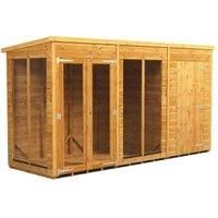 Power Sheds 12 x 4ft Pent Shiplap Dip Treated Summerhouse - Including 4ft Side Store