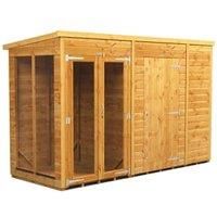 10X4 Power Pent Summerhouse Combi Including 6Ft Side Store
