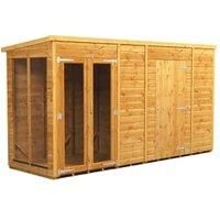 Power Sheds 12 x 4ft Pent Shiplap Dip Treated Summerhouse - Including 6ft Side Store
