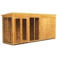 14X4 Power Pent Summerhouse Combi Including 6Ft Side Store