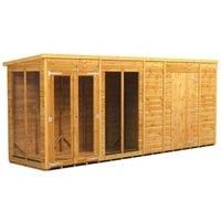 Power Sheds 16 x 4ft Pent Shiplap Dip Treated Summerhouse - Including 6ft Side Store