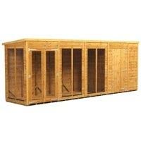Power Sheds 18 x 4ft Pent Shiplap Dip Treated Summerhouse - Including 6ft Side Store