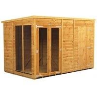 10X6 Power Pent Summerhouse Combi Including 4Ft Side Store