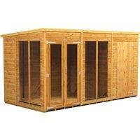 Power Sheds 12 x 6ft Pent Shiplap Dip Treated Summerhouse - Including 4ft Side Store