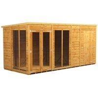 14X6 Power Pent Summerhouse Combi Including 4Ft Side Store