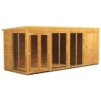 16X6 Power Pent Summerhouse Combi Including 4Ft Side Store