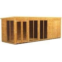 Power Sheds 18 x 6ft Pent Shiplap Dip Treated Summerhouse - Including 4ft Side Store