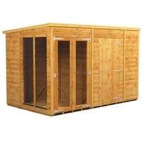 Power Sheds 10 x 6ft Pent Shiplap Dip Treated Summerhouse - Including 6ft Side Store