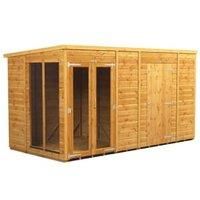 Power Sheds 12 x 6ft Pent Shiplap Dip Treated Summerhouse - Including 6ft Side Store