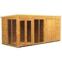 Power Sheds 14 x 6ft Pent Shiplap Dip Treated Summerhouse - Including 6ft Side Store