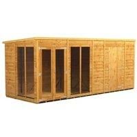Power Sheds 16 x 6ft Pent Shiplap Dip Treated Summerhouse - Including 6ft Side Store