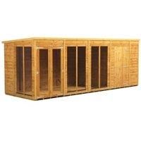 Power Sheds 18 x 6ft Pent Shiplap Dip Treated Summerhouse - Including 6ft Side Store