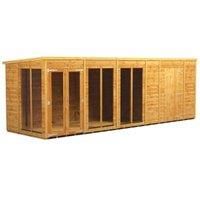 Power Sheds 20 x 6ft Pent Shiplap Dip Treated Summerhouse - Including 6ft Side Store