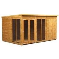 Power Sheds 12 x 8ft Pent Shiplap Dip Treated Summerhouse - Including 4ft Side Store