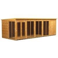 Power Sheds 20 x 8ft Pent Shiplap Dip Treated Summerhouse - Including 4ft Side Store