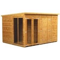 Power Sheds 10 x 8ft Pent Shiplap Dip Treated Summerhouse - Including 6ft Side Store