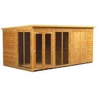 Power Sheds 14 x 8ft Pent Shiplap Dip Treated Summerhouse - Including 6ft Side Store