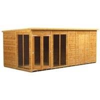 Power Sheds 16 x 8ft Pent Shiplap Dip Treated Summerhouse - Including 6ft Side Store